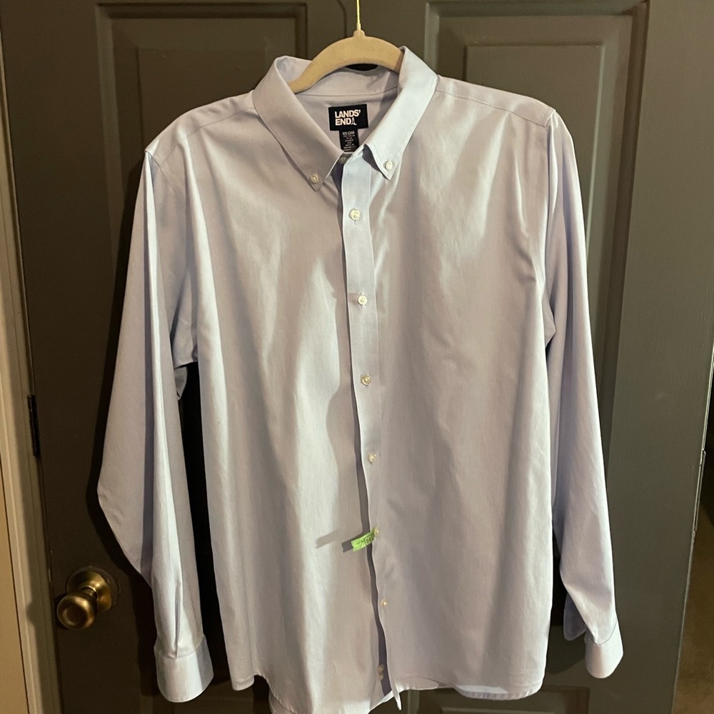 Lands' End Blue Dress Shirt Classic Style
